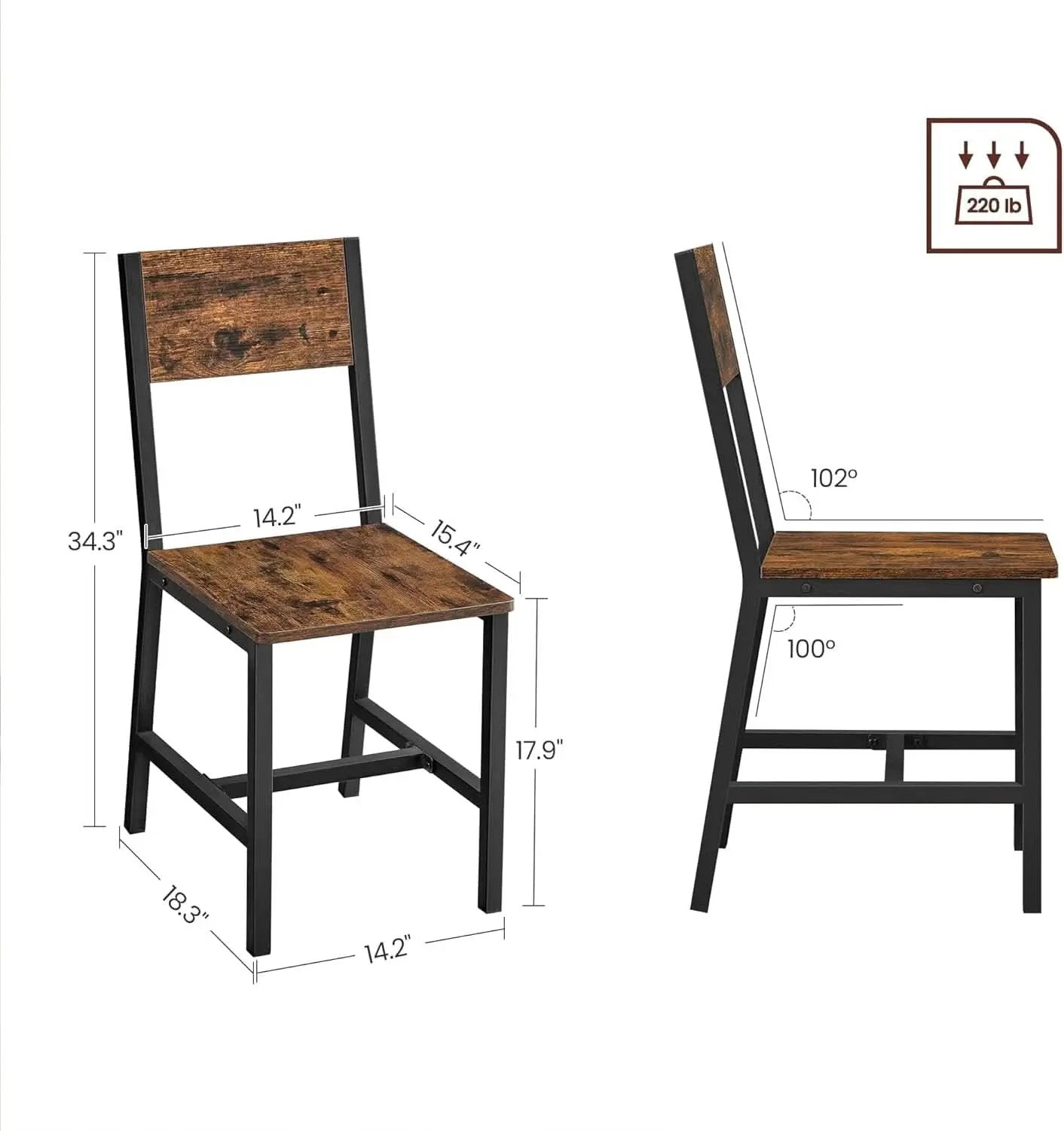 Dining Chair Set Of 2 Rustic Wood Chairs With Metal Frame Two Tone from PriceLows™