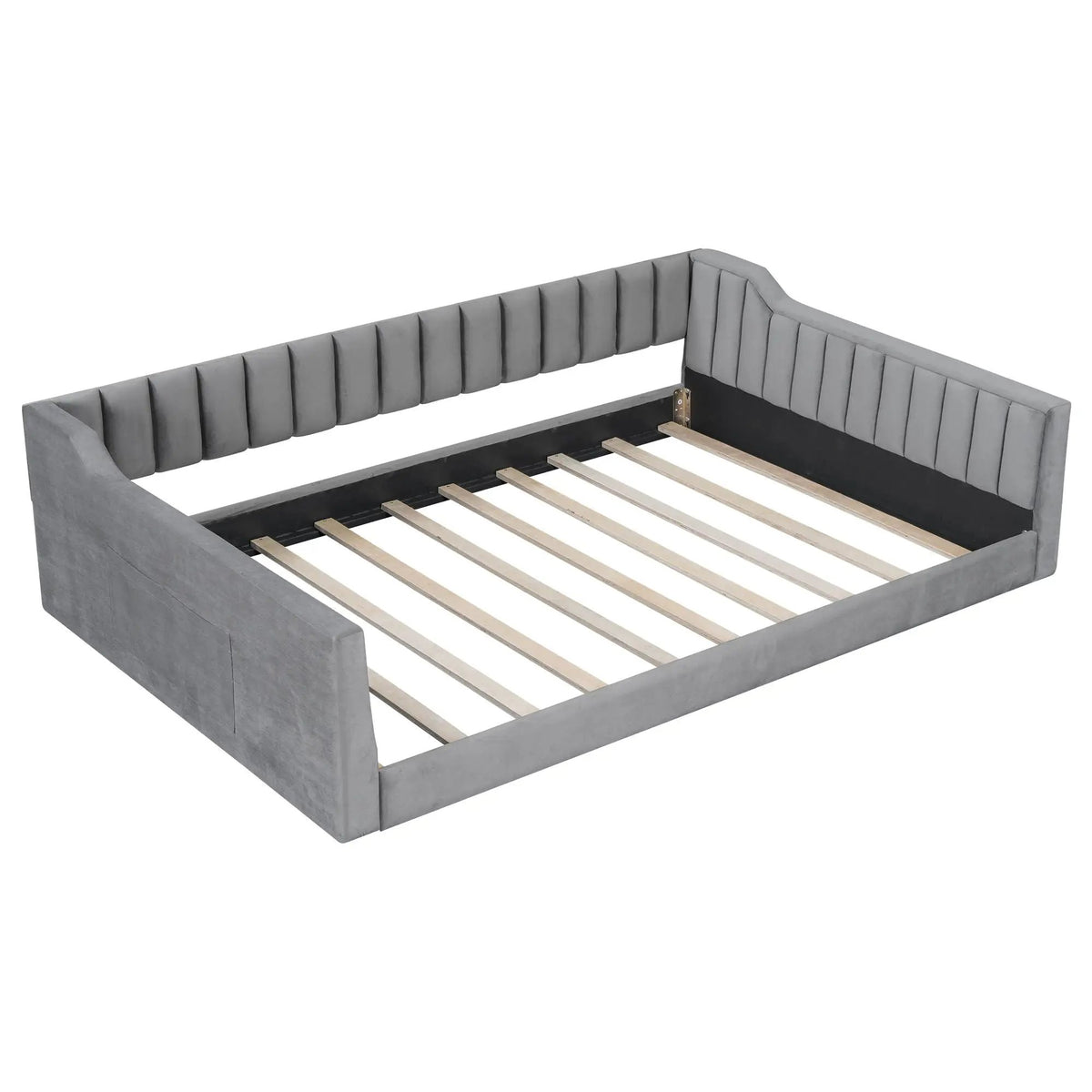 Compact Daybed | Side Storage Pocket | Vertical Stripe Upholstery | 87.8 Inch Length