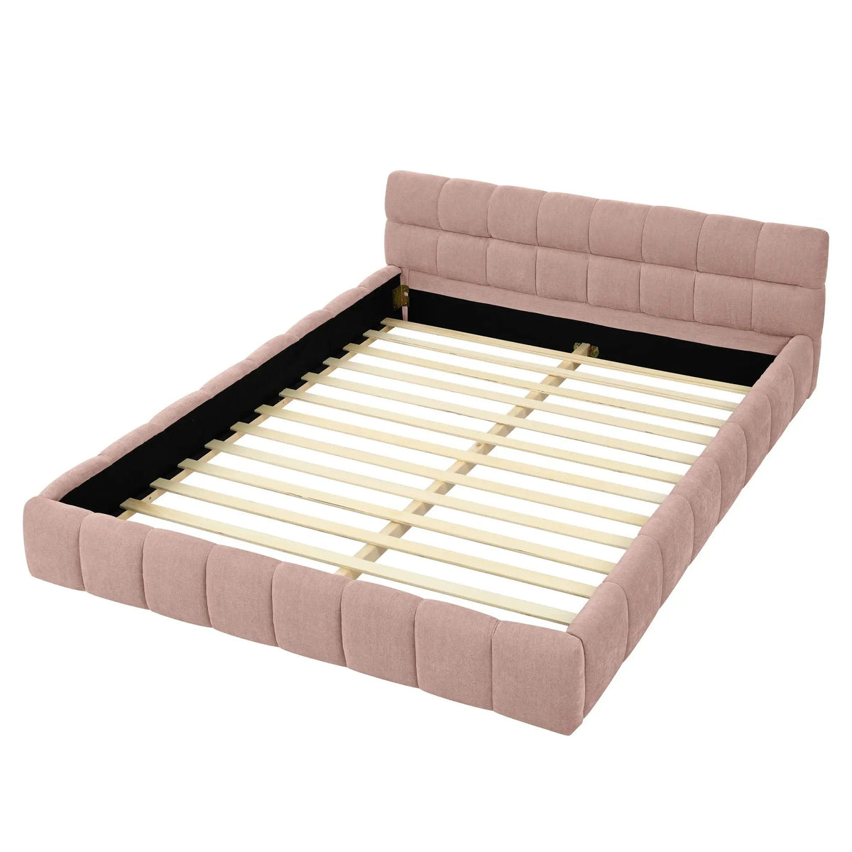 Modern Platform Storage Bed Frame | Thick Fabric Upholstery | Soft Headboard | Solid Construction