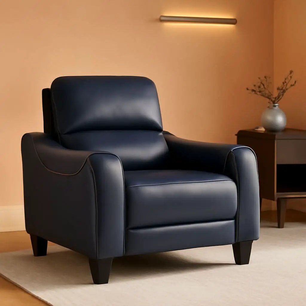 Blue Leather Wall Hugger Power Recliner With Usb Ports from PriceLows™