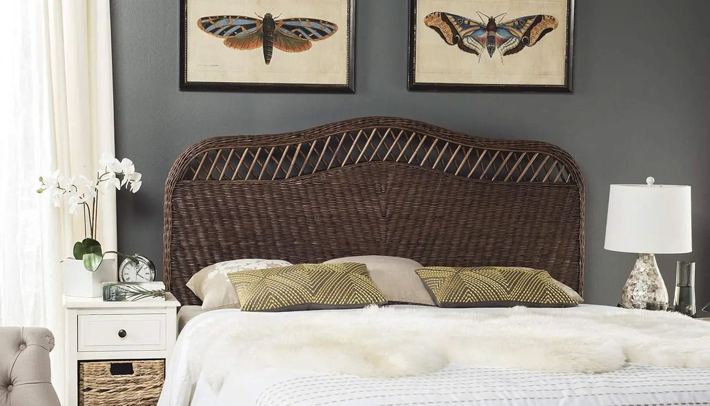 Intricately Woven Brown Rattan Queen Size Headboard from PriceLows™