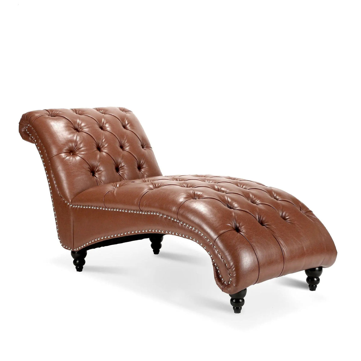 Tufted Armless Chaise Lounge | High Density Foam | Bubble Nail Trim