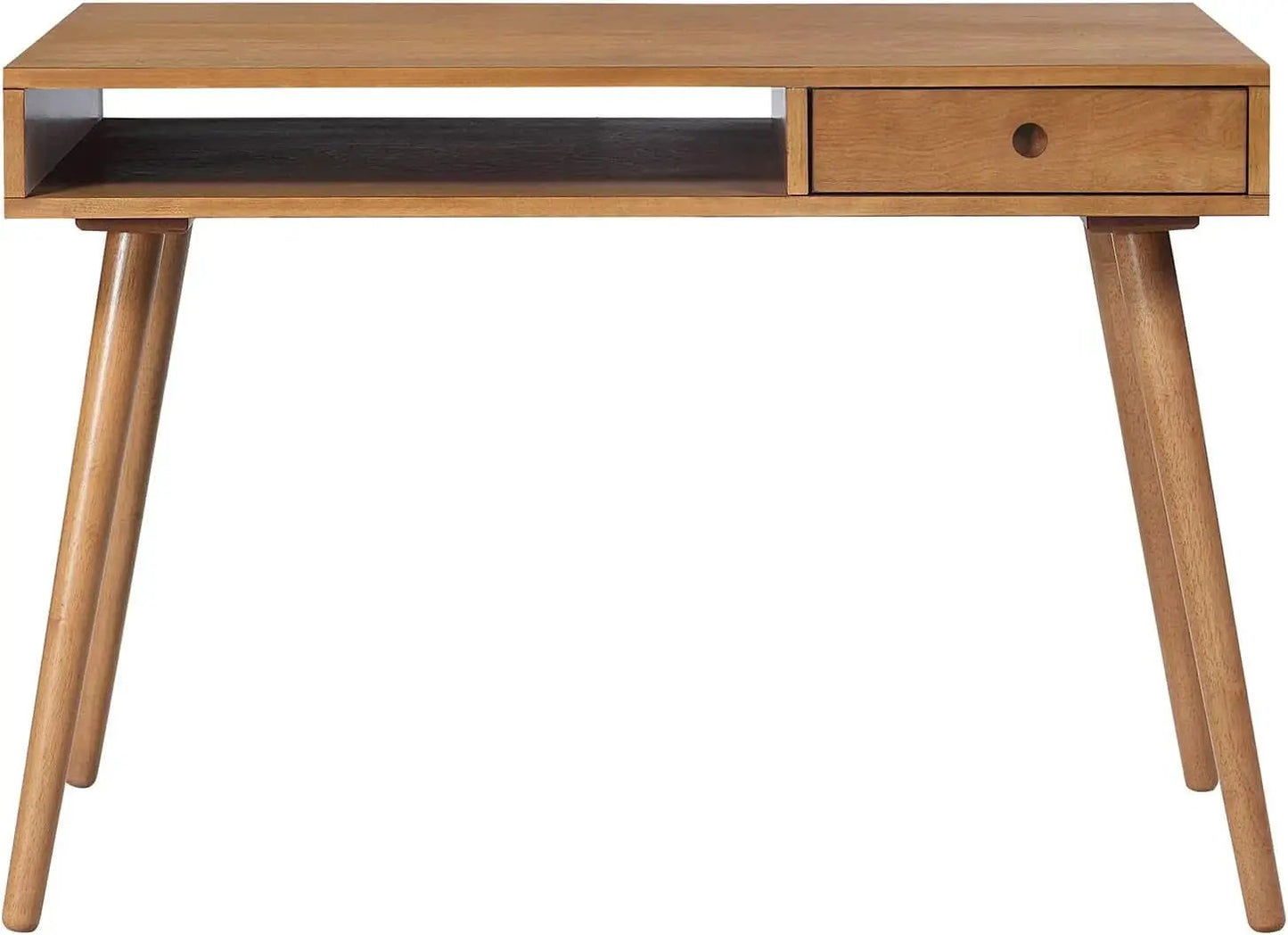 Parker Walnut Home Office Desk With Storage Cubby And Drawer from PriceLows™