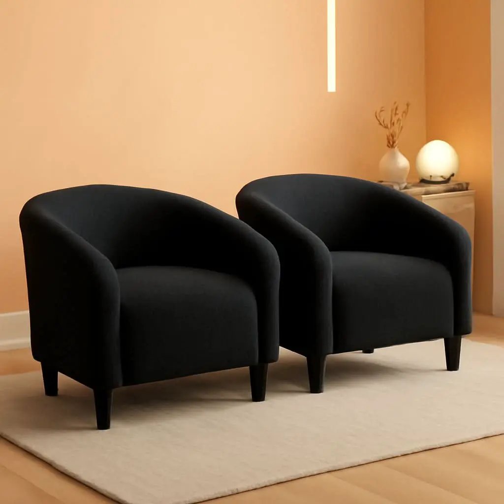 Black Boucle Armchair Club Chair Cushioned Comfort from PriceLows™