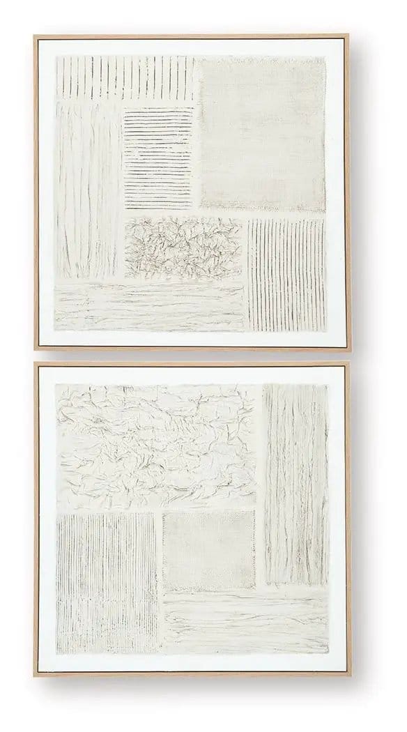 Andorfield Wall Art Set (Set of 2) | 40 x 1.63 x 40 in | Fabric | Beige / Black / White