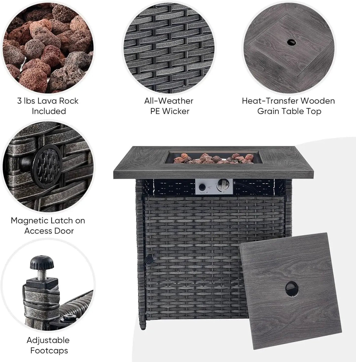 5 Piece Patio Wicker Set With Propane Fire Pit Table from PriceLows™