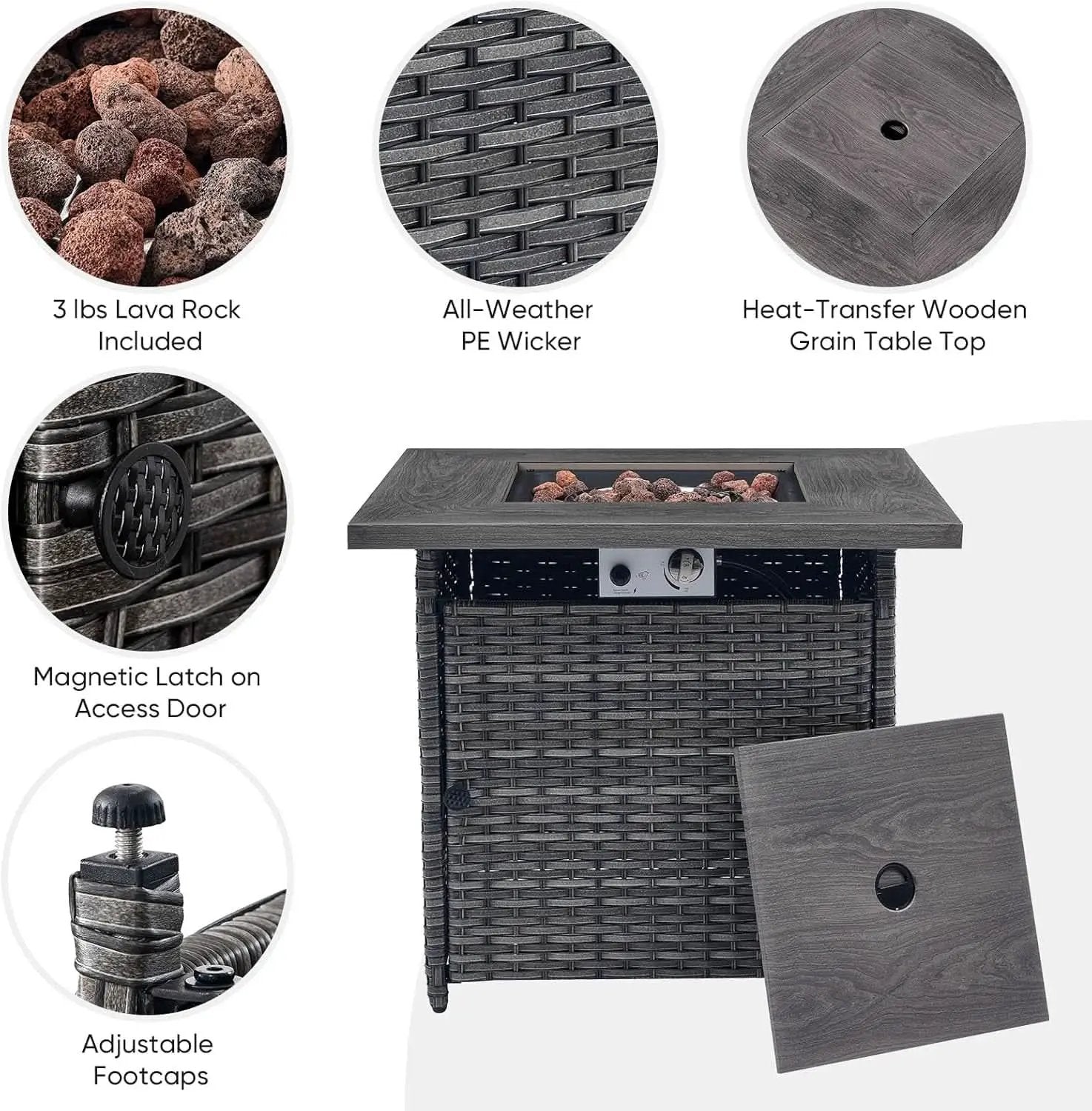 5 Piece Patio Wicker Set With Propane Fire Pit Table from PriceLows™