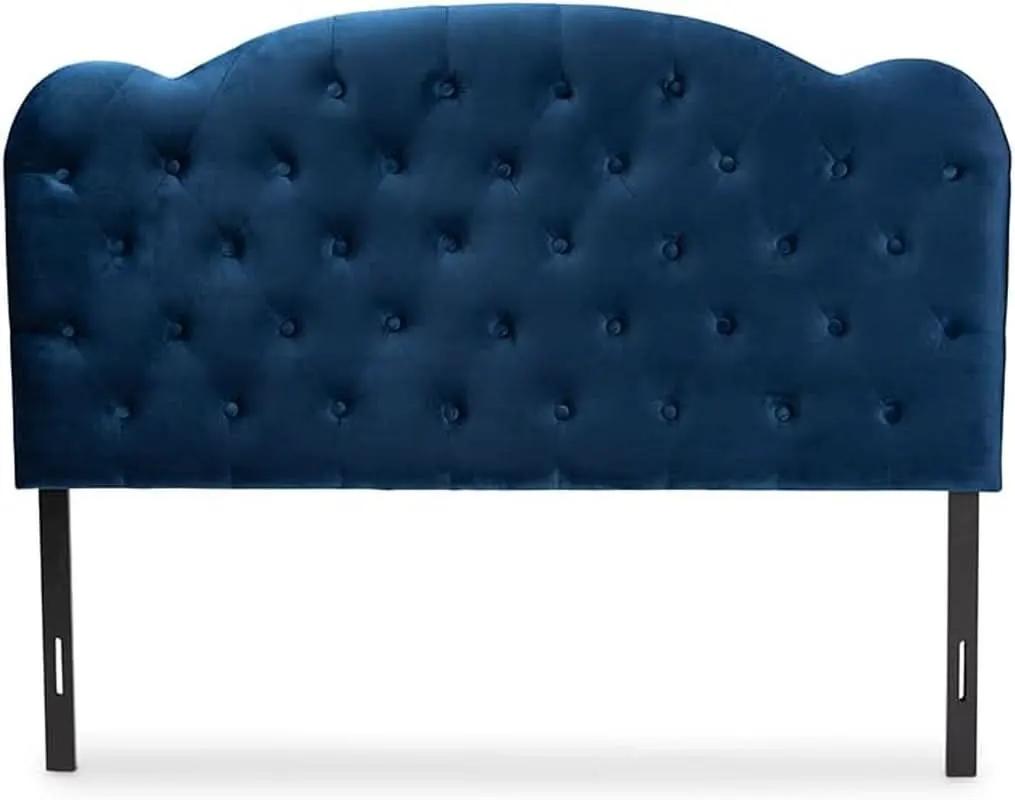 Navy Blue Velvet Upholstered Queen Size Headboard Modern Design from PriceLows™