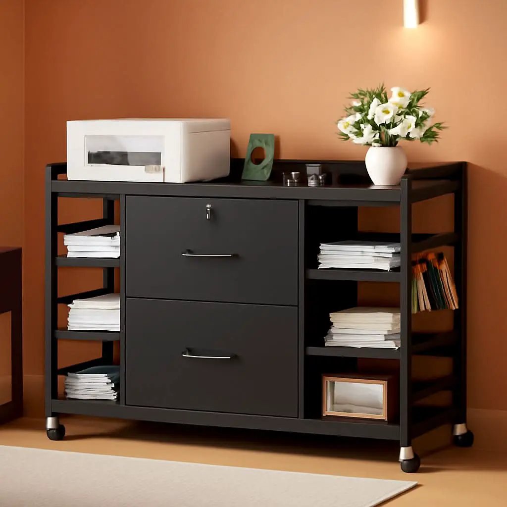 44 Inch 2 Drawer File Cabinet For Home Office Black from PriceLows™