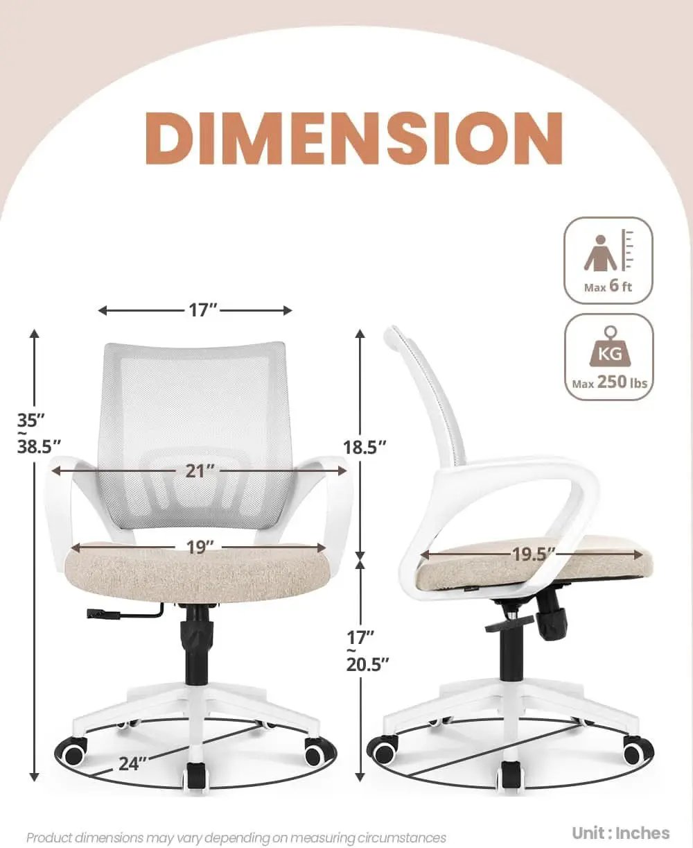 Ergonomic Beige Office Chair With Adjustable Lumbar Support from PriceLows™