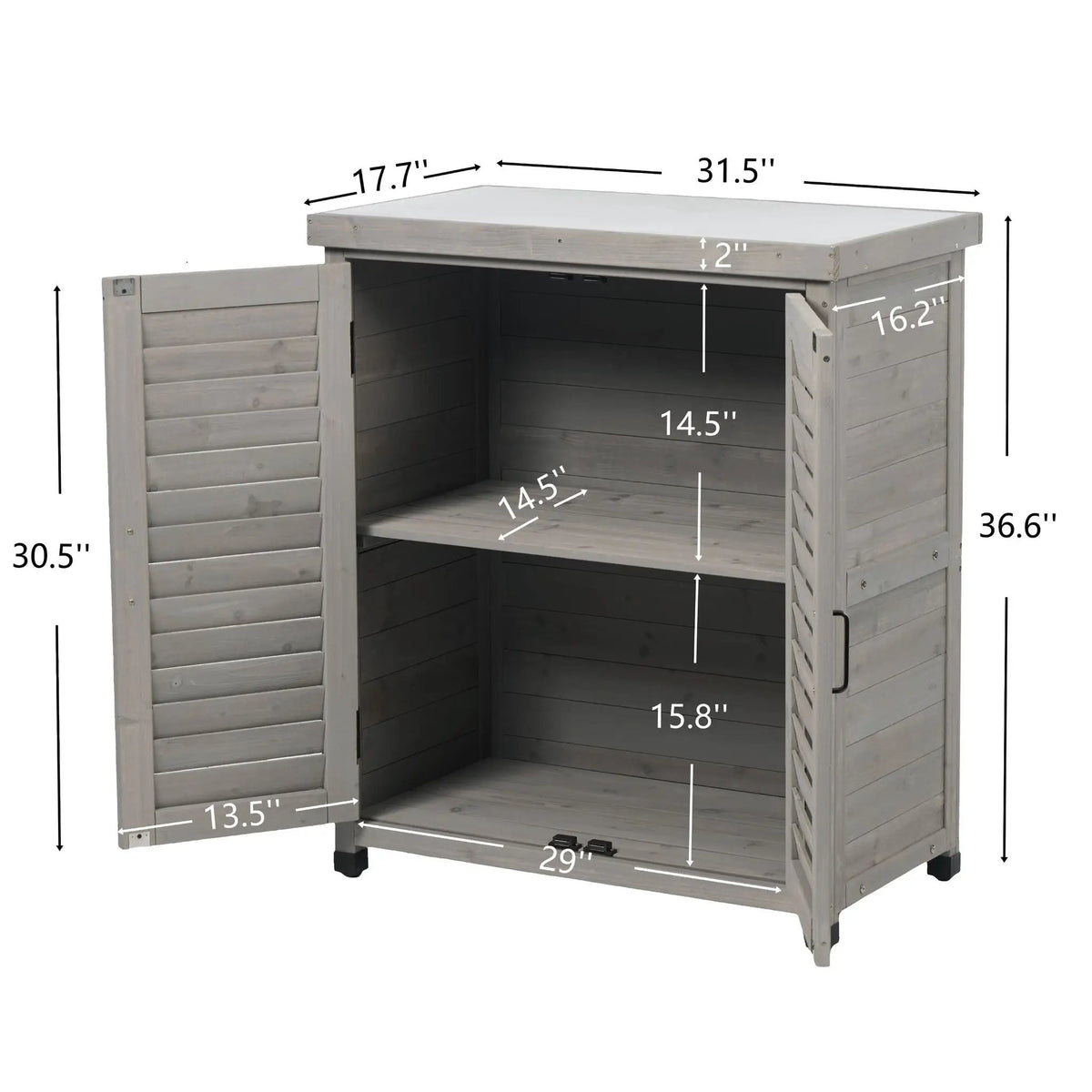 Outdoor Potting Bench | Storage Cabinet | Metal Table Top | Hemlock Wood Construction