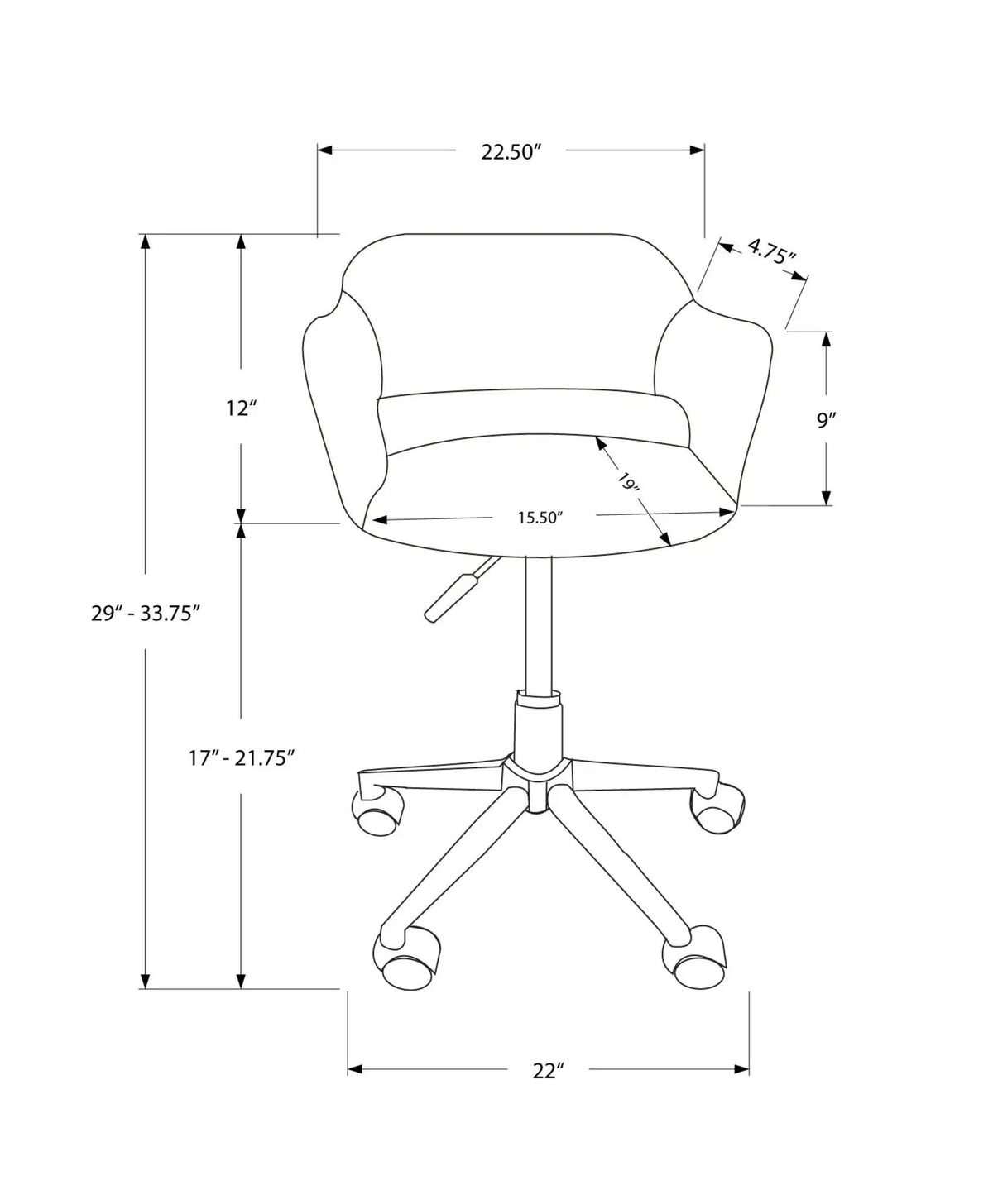 Low-Back Ergonomic Office Chair | Extra-Wide Backrest | Deep Seat | Hydraulic Height Adjustment