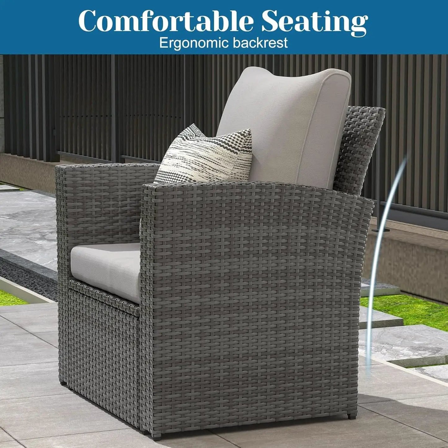 4 Piece Outdoor Patio Furniture Set All Weather Wicker Grey from PriceLows™