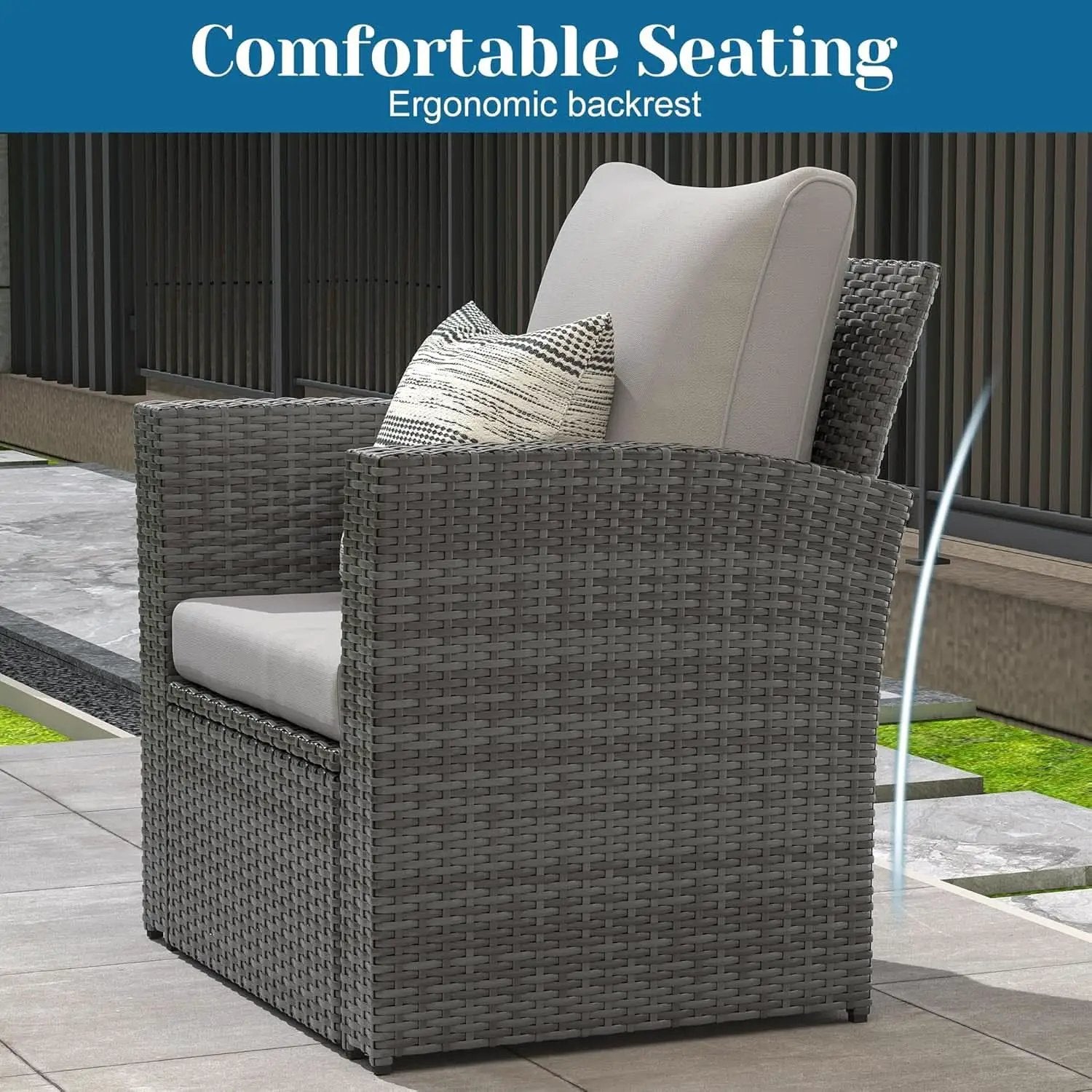 4 Piece Outdoor Patio Furniture Set All Weather Wicker Grey from PriceLows™