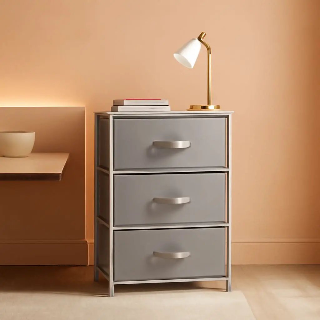 Three Tier Nightstand With Metal Frame And Black MDF Top from PriceLows™