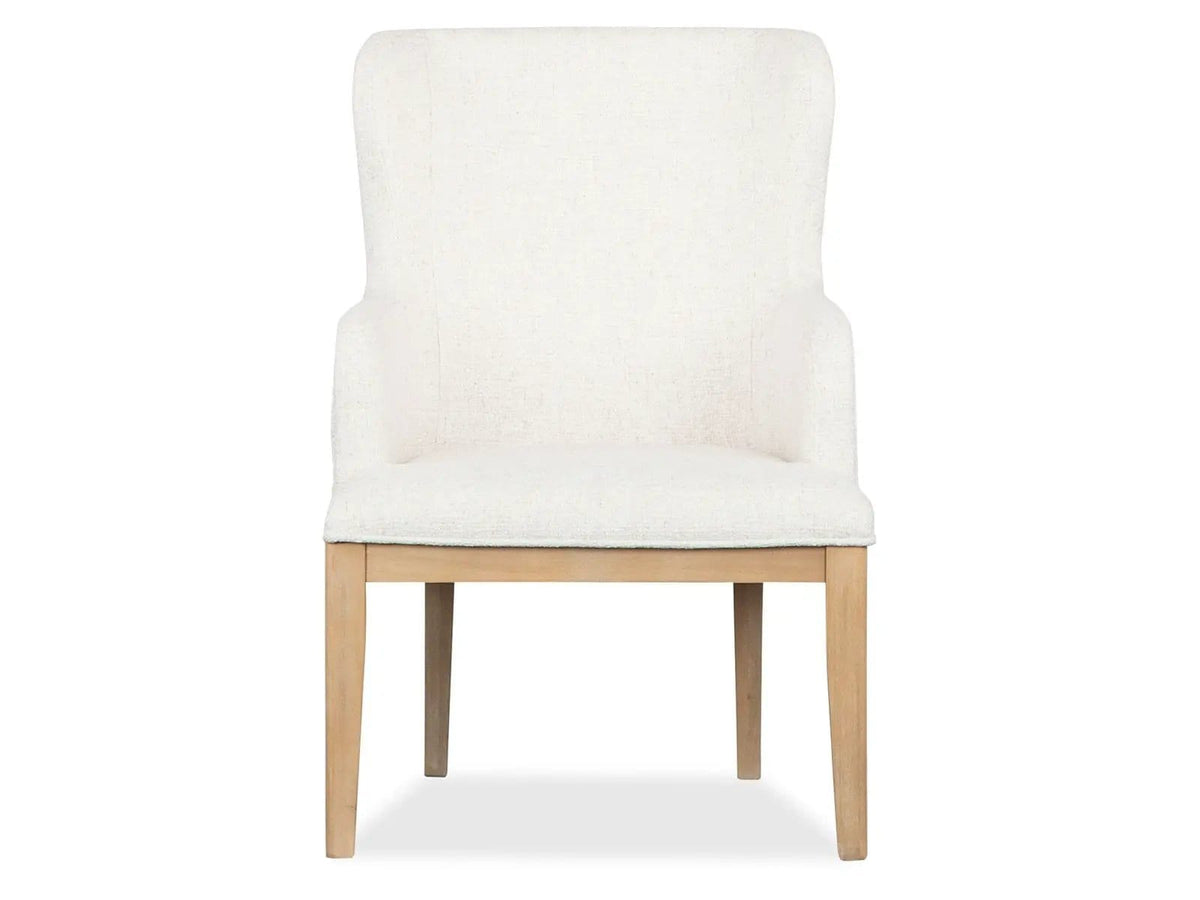 Somerset Dining Arm Chair With Upholstered Seat & Back (Set of 2) | 27.13 x 26.13 x 37.63 in | Oak Veneer & Fabric | Butternut and Omari Natural