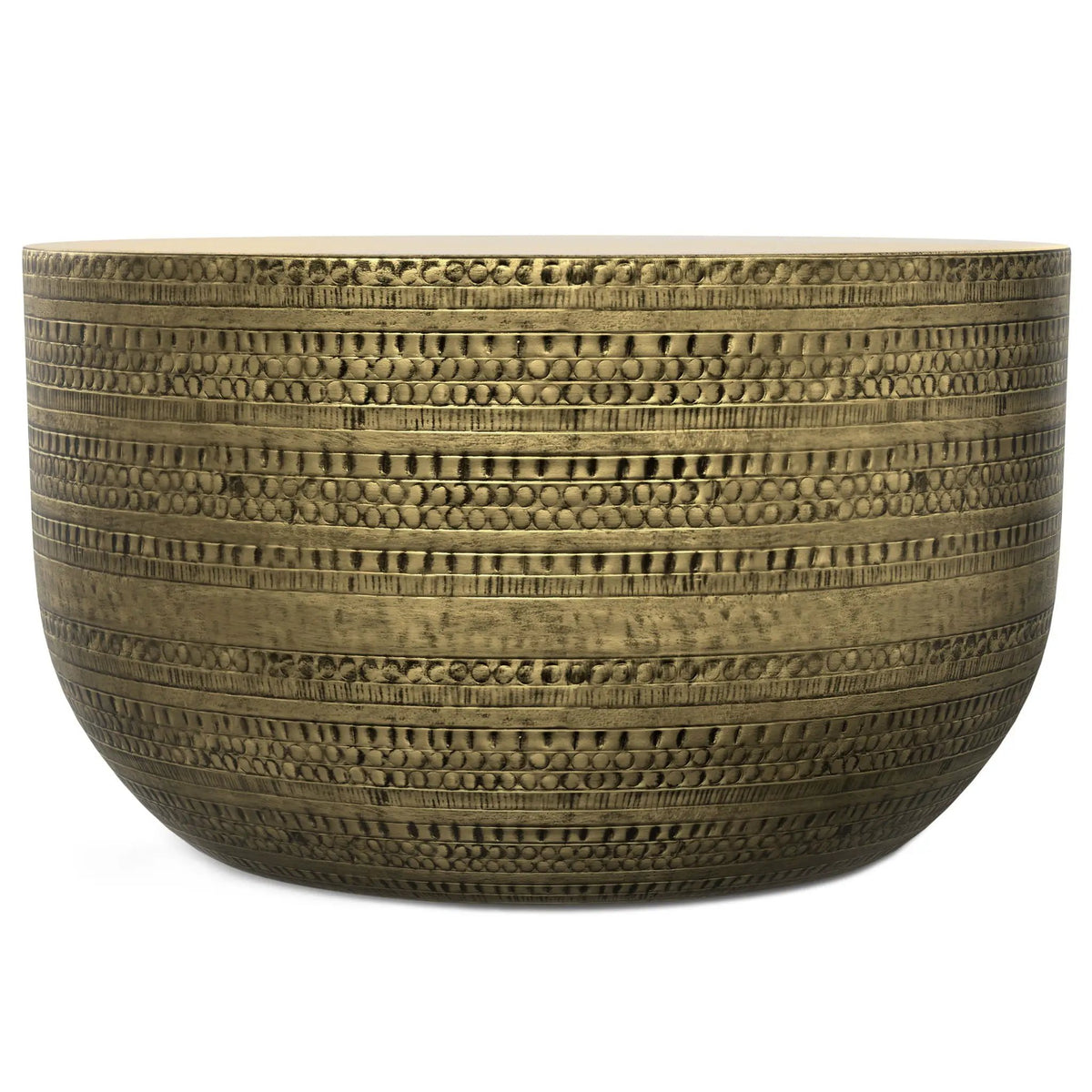 Johnsen Metal Coffee Table | Handcrafted | Large Round Shape | Distinctive Textured Detail