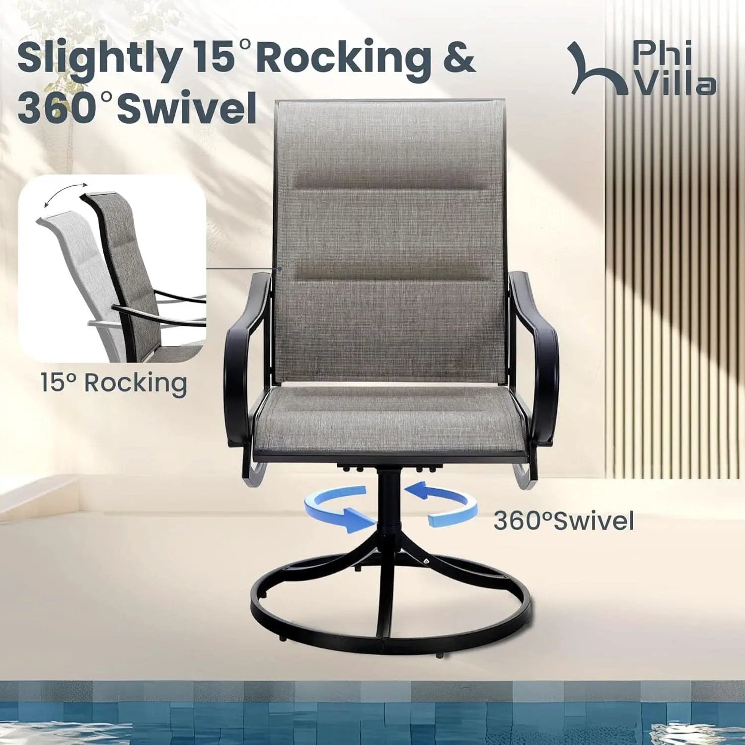 Patio Dining Set for 4 With Navy Umbrella and Padded Chairs from PriceLows™