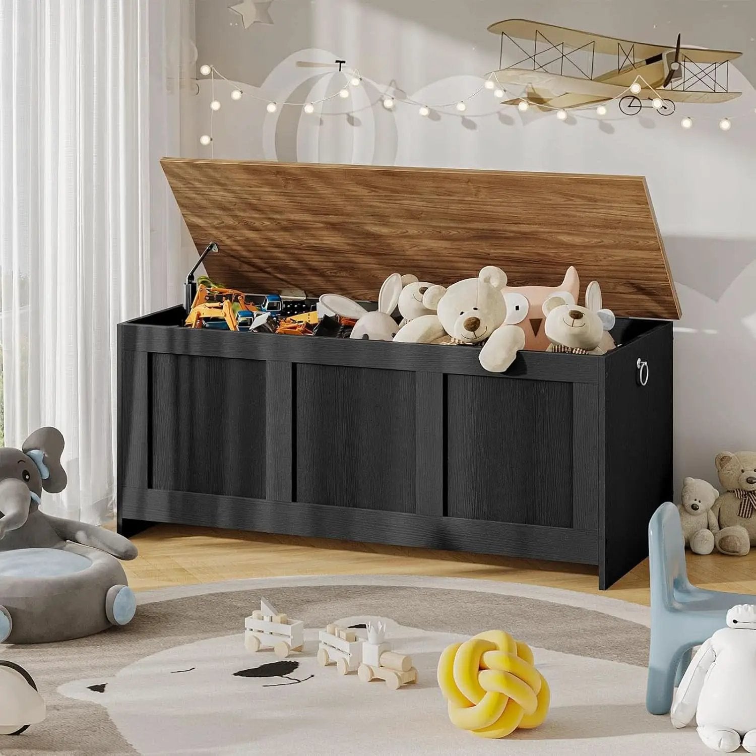 39.3Inch Walnut Storage Bench Featuring Extra Lift from PriceLows™