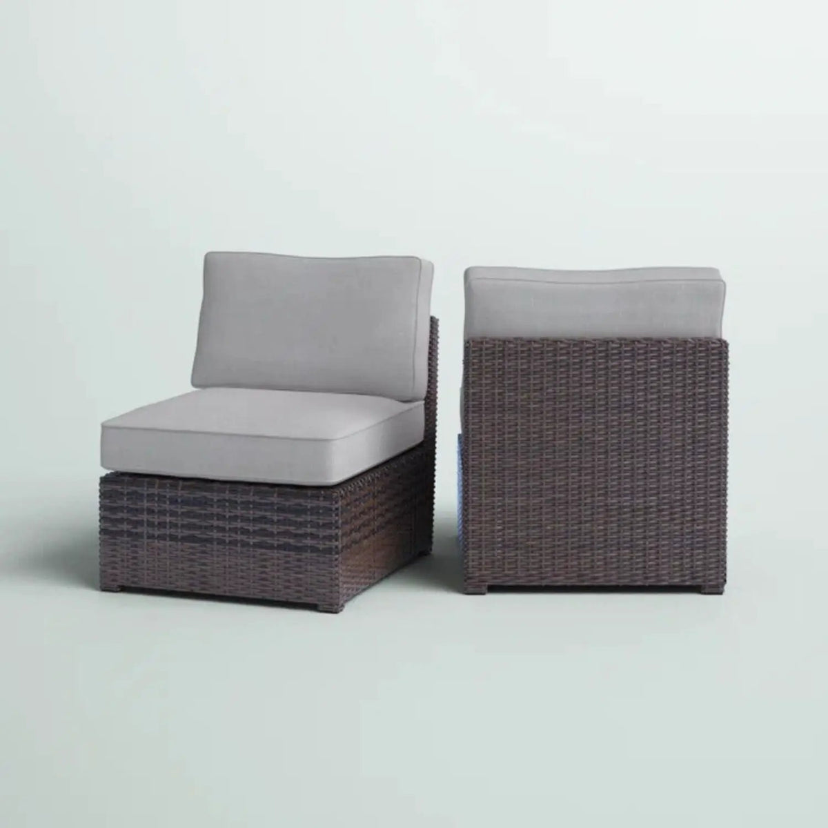 Armless Patio Chair | Cushions Included | Aluminum Inner Frame | Woven Wicker Base