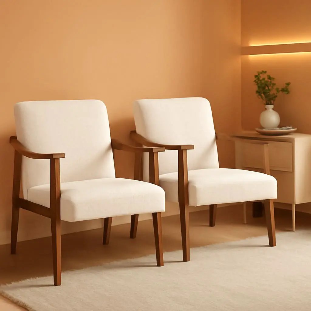 Ivory Professionally Upholstered Fabric Armchair High Back from PriceLows™