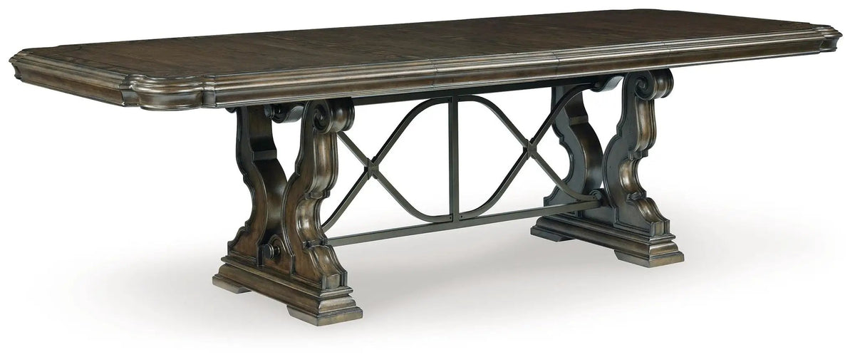 Maylee Extension Dining Table | Dark Brown | 72 Inch Base Depth | Two Extension Leaves