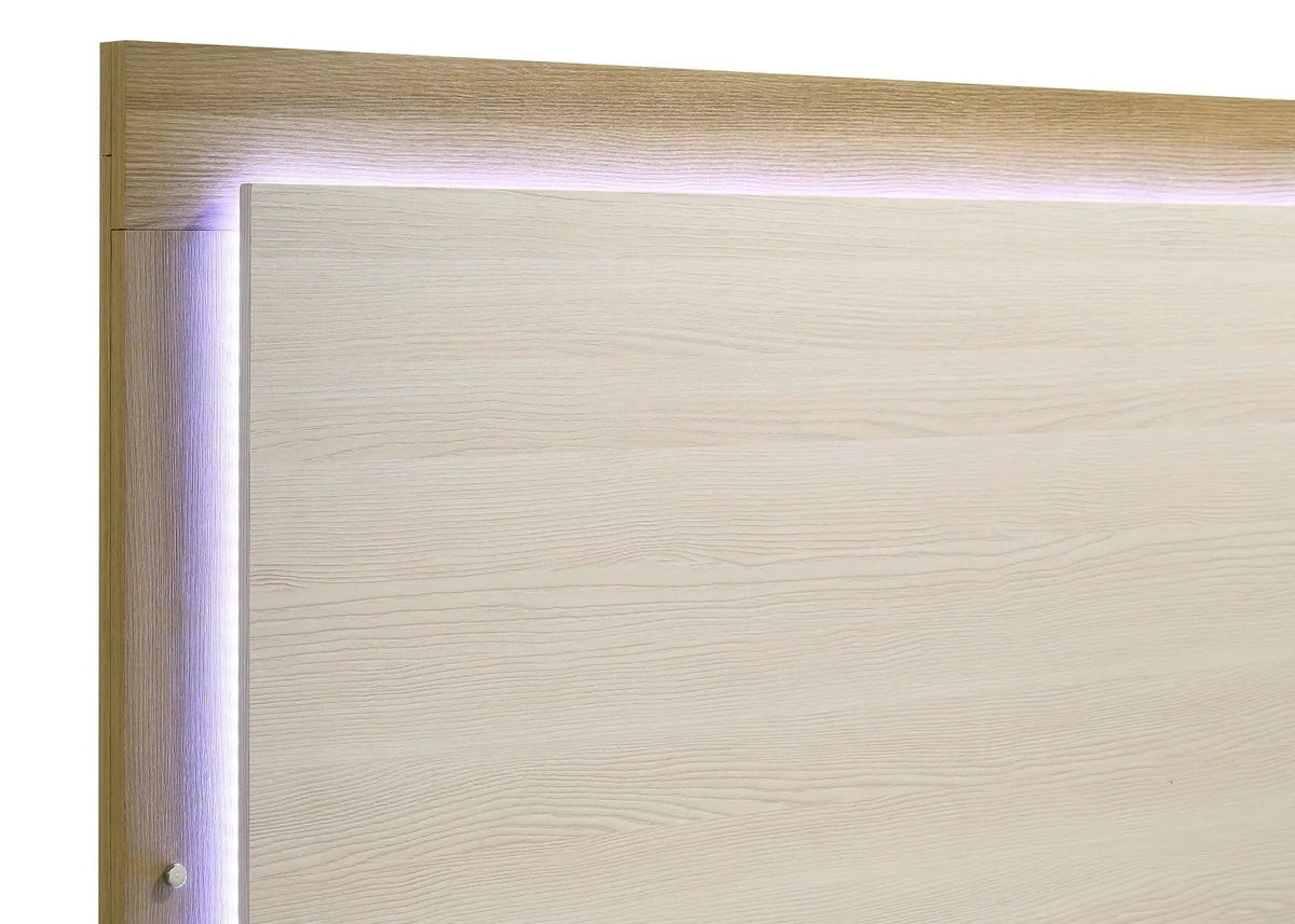 Hyland Wood Queen LED Panel Bed Natural and | 63.5 x 83.5 x 51.5 in | Engineered Wood & Veneer | White