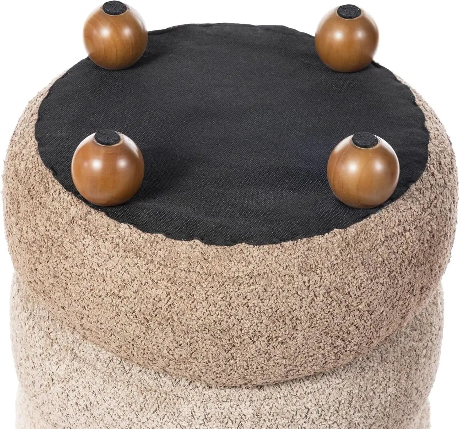 Round Upholstered Ottoman With Storage Gradient Brown from PriceLows™