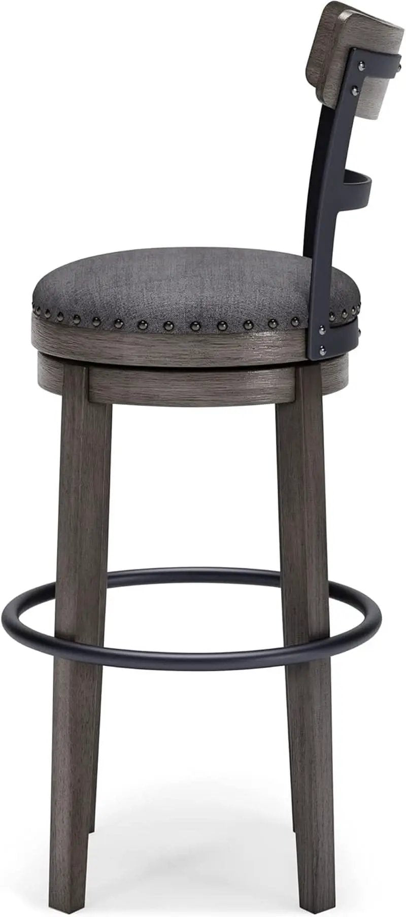 30 Inch Gray Upholstered Swivel Farmhouse Bar Stool from PriceLows™