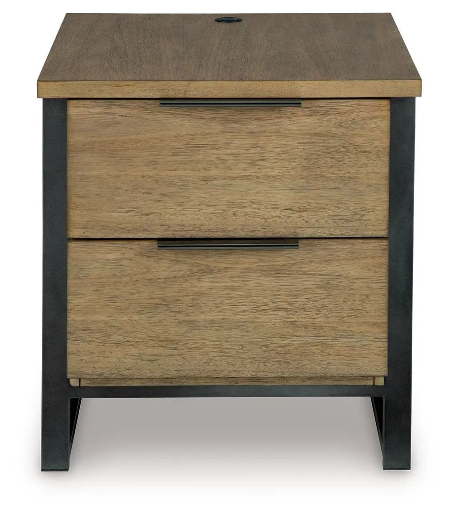 Montia Cocktail Table | Light Wood-Tone Finish | Contrasting Frame | Mixed-Material Look