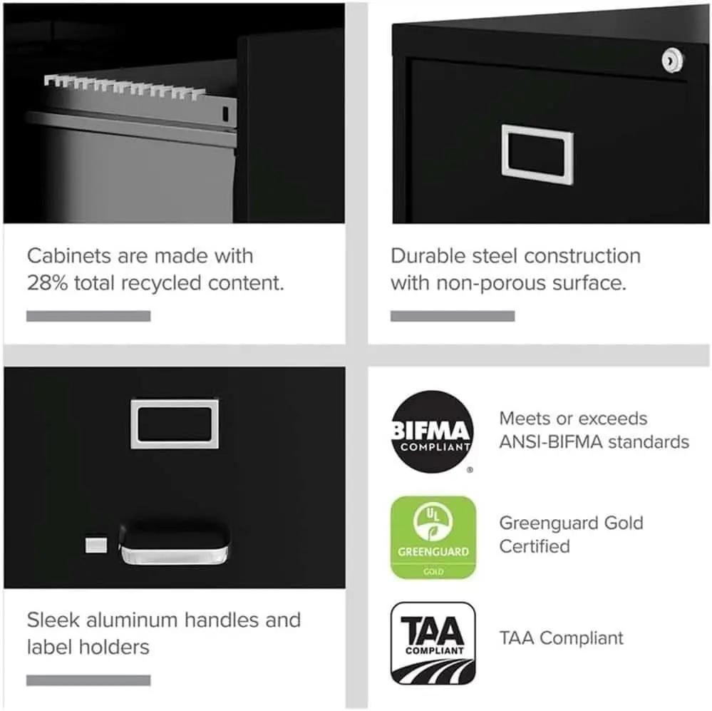 4 Drawer Vertical File Cabinet With Lock 22 Deep Black from PriceLows™