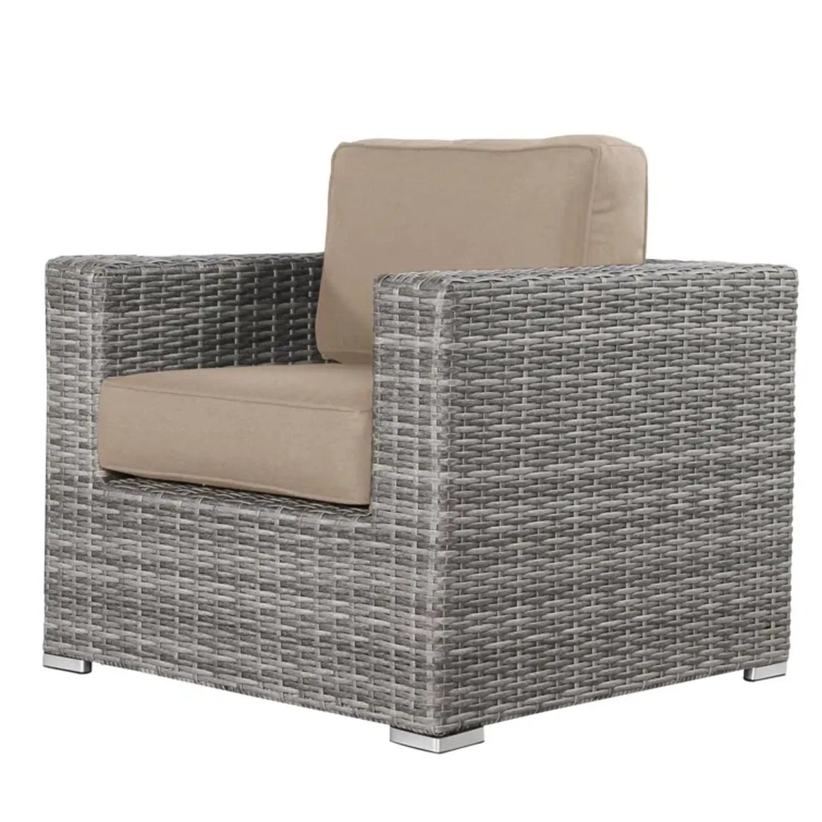Patio Armchair With Cushions | Four Olefin Cushions | Industrial Accents | Weather-Resistant Build