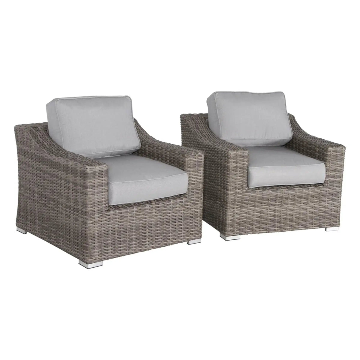 Patio Armchair With Cushions | Modern Wicker Design | Boxy Silhouette | No Assembly Required