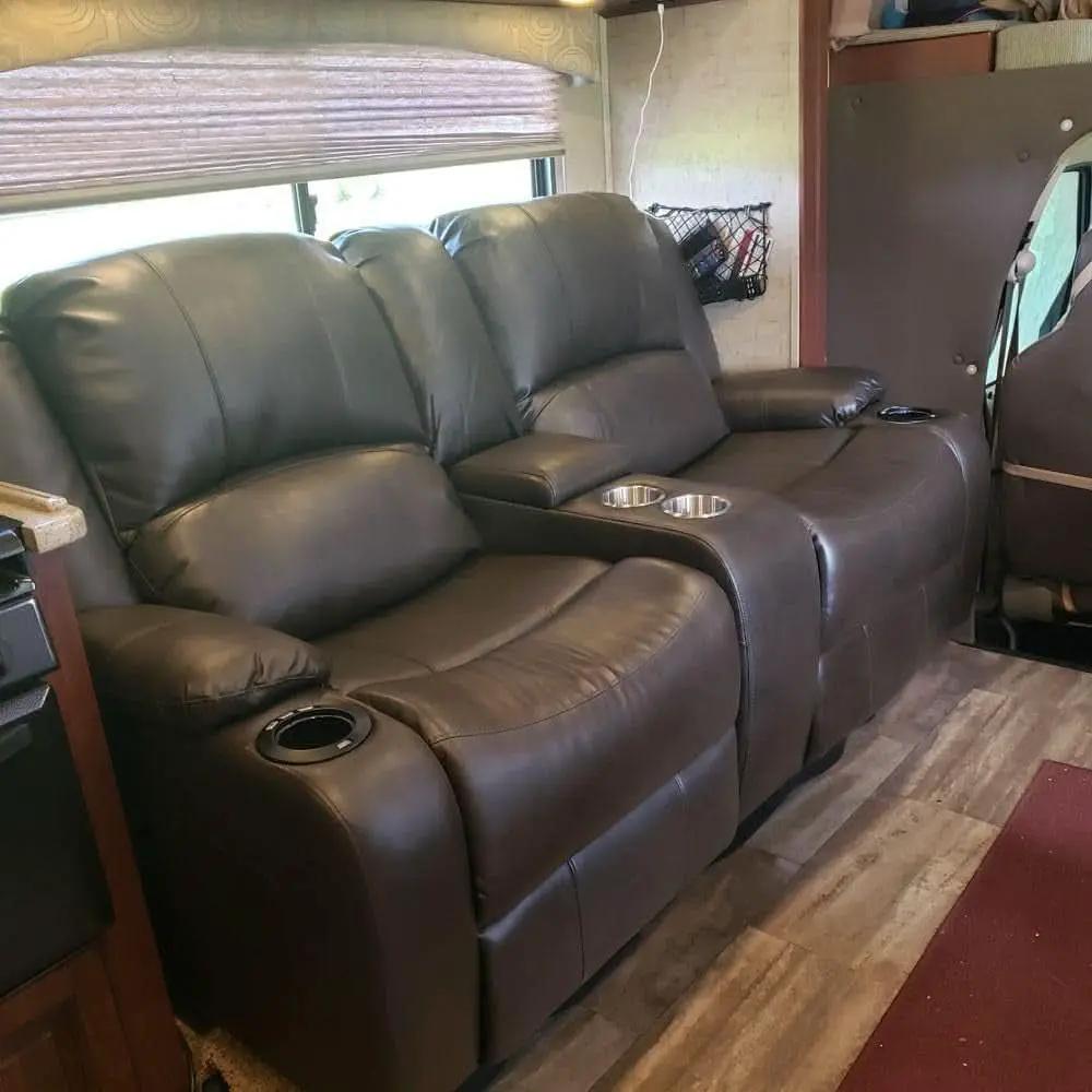 Powered Wall Hugger RV Recliner Sofa Loveseat 67In Chestnut from PriceLows™