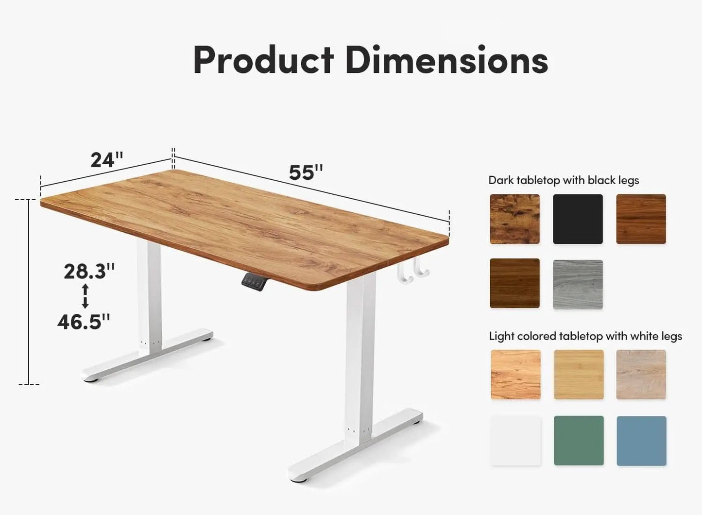 Electric Standing Desk 55x24 Height Adjustable Light Brown from PriceLows™
