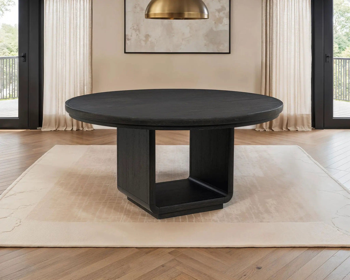 Leandro 60-inch Round Dining Table Burnished | 59.75 x 59.75 x 30.25 in | Dining Room Furniture | Black