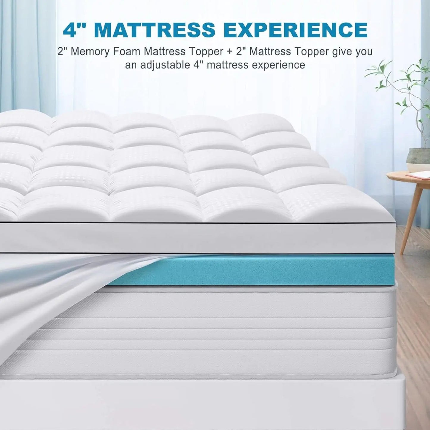 4 Inch Dual Layer Gel Memory Foam Mattress Topper from PriceLows™