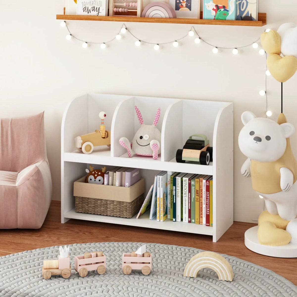 Bookcase | 4 Compartments | Wall Anchor Kit | White