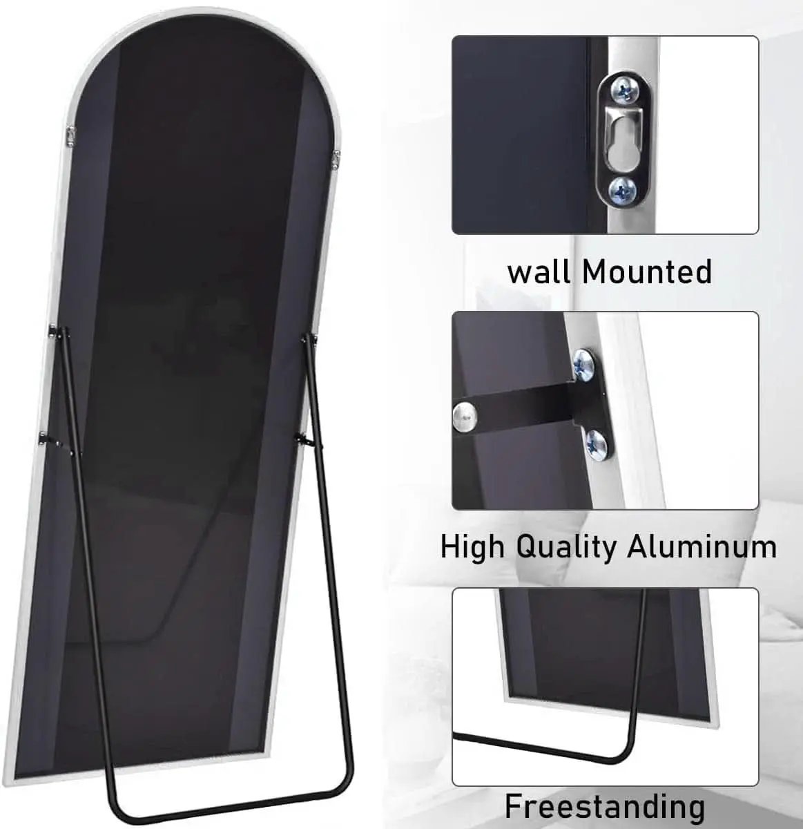 76x34 Arch Full Length Mirror Aluminum Frame For Bedroom from PriceLows™