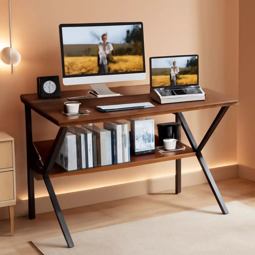 Espresso 27.5 Inch Compact Desk With Monitor Stand from PriceLows™