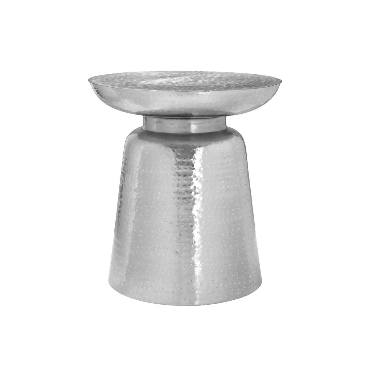 Drum Accent Side Table | Hammered Texture | Elegant Bell Shape | Handcrafted Metal