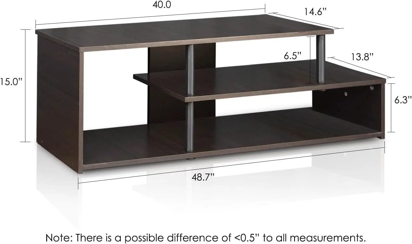 Econ Low Rise TV Stand Espresso Black With Shelves from PriceLows™