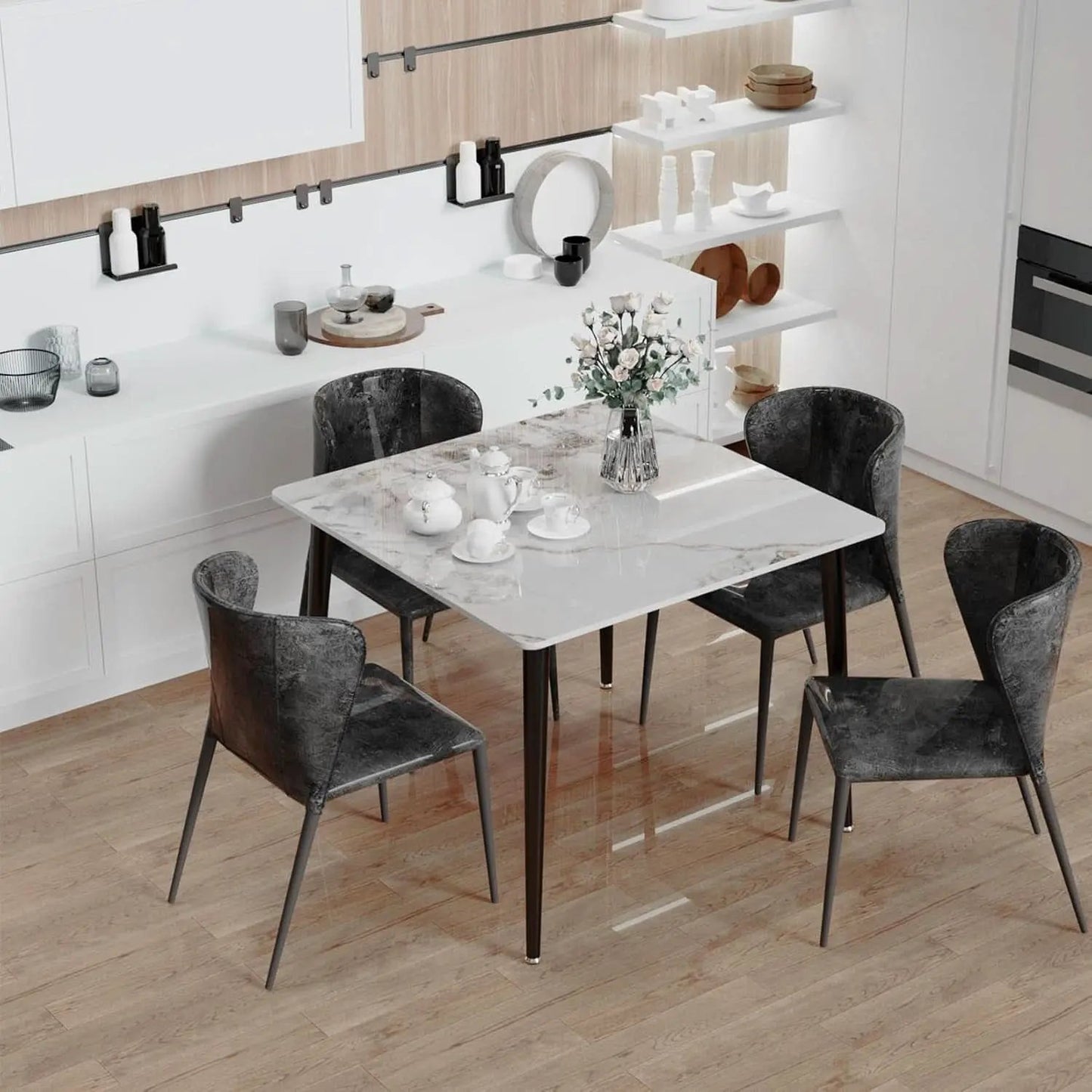 Square Sintered Stone Dining Table 31.5 Inch Modern Kitchen from PriceLows™