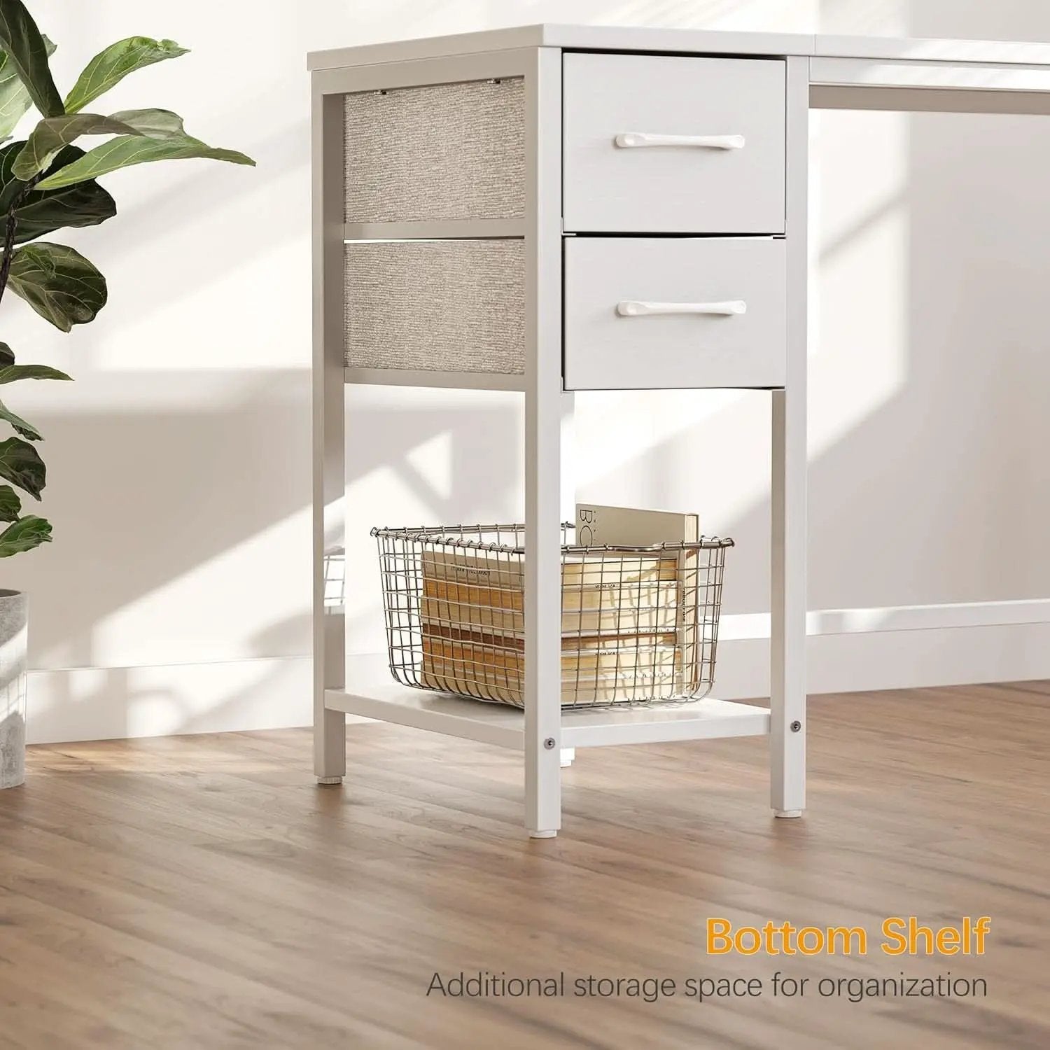 47 Inch White Ergonomic Executive Desk With Drawers from PriceLows™