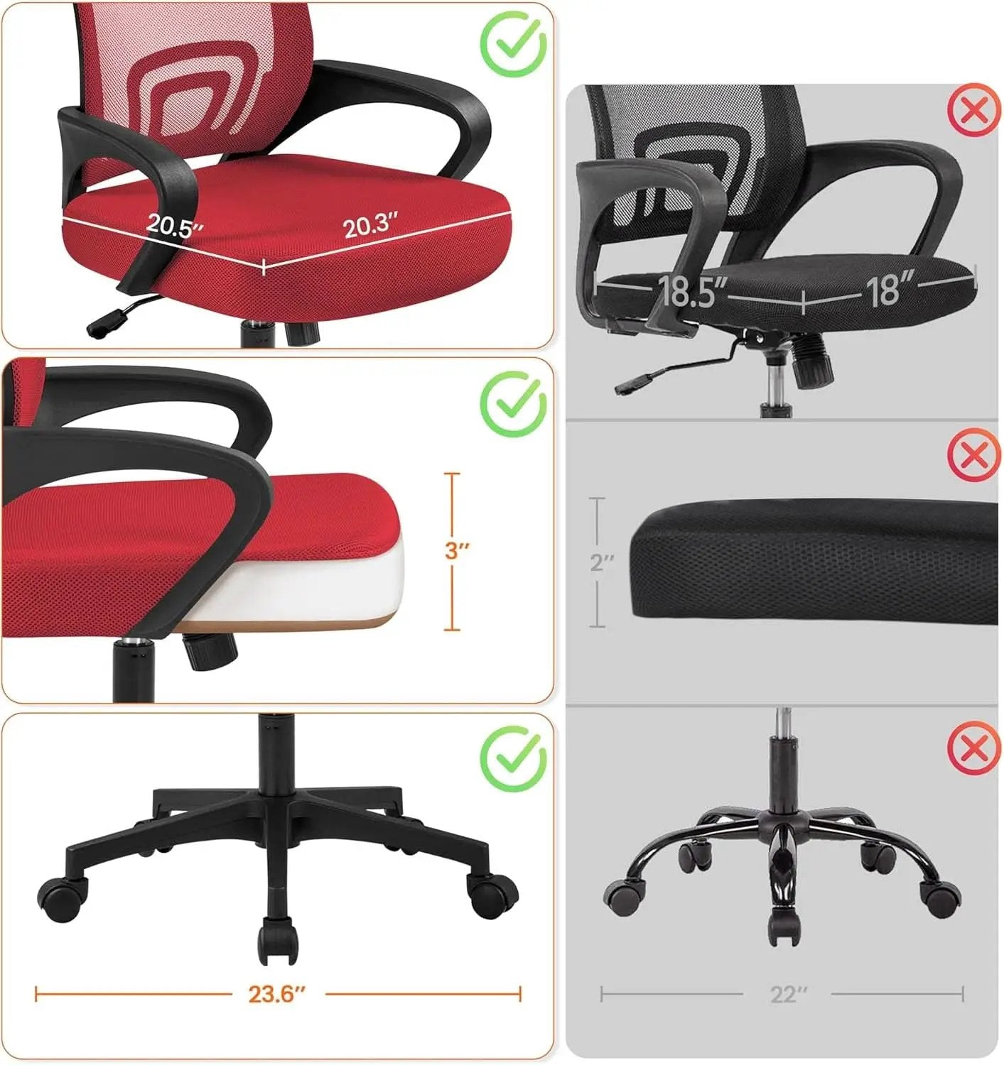 Ergonomic Red Mesh Office Chair With Lumbar Support from PriceLows™