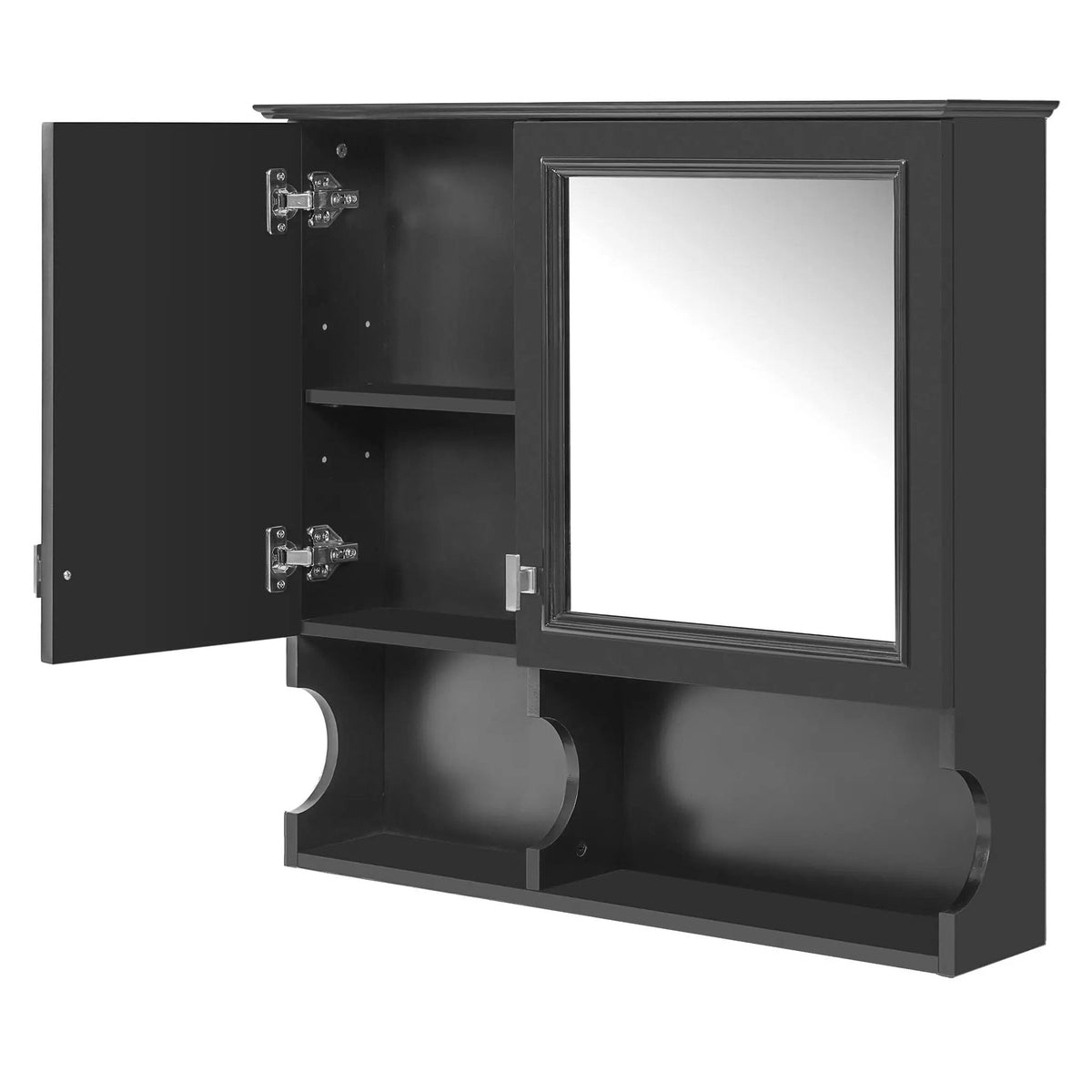 Wall Mounted Mirror Medicine Cabinet | 30 Inch Width | Doors And Open Shelves | Adjustable Shelf