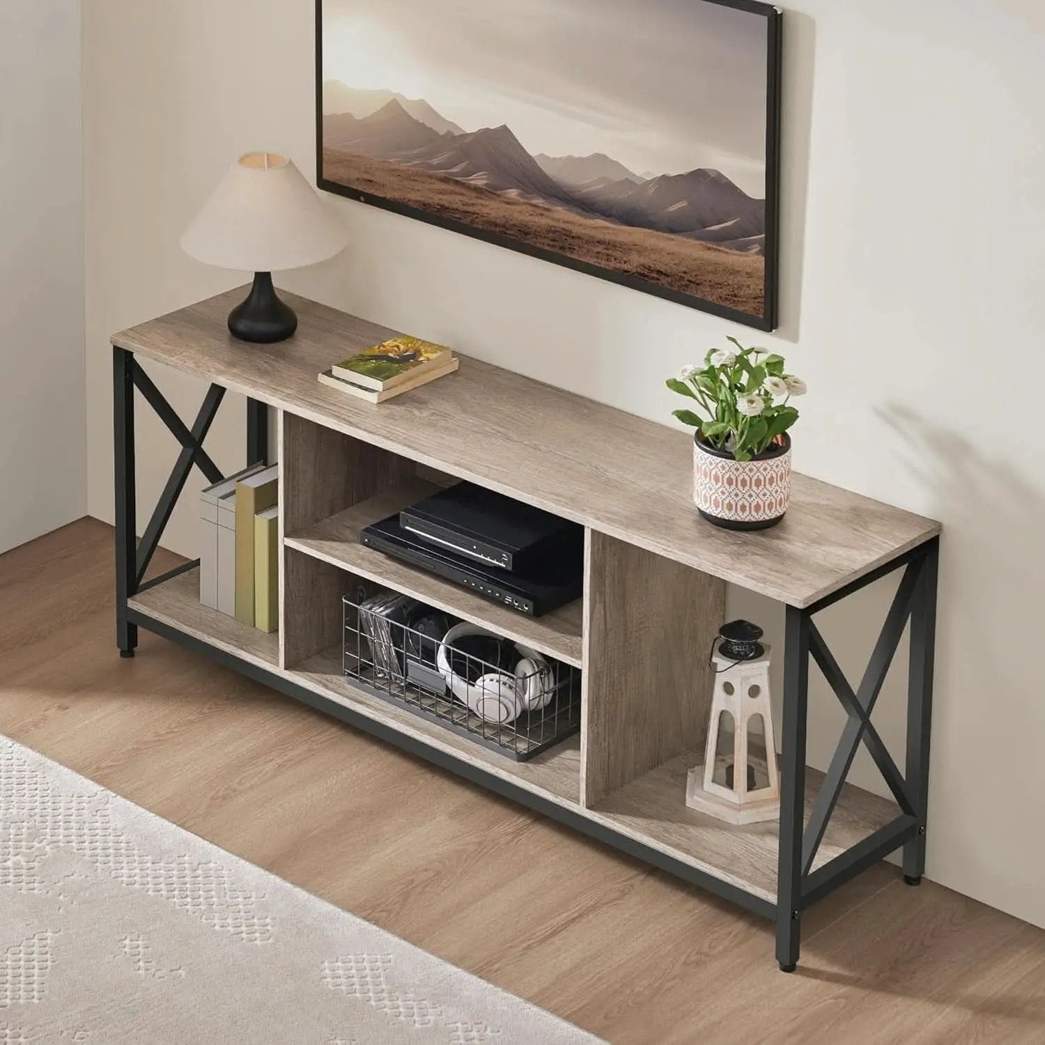 Gray TV Stand for 65 Inch TVs with Storage Console from PriceLows™