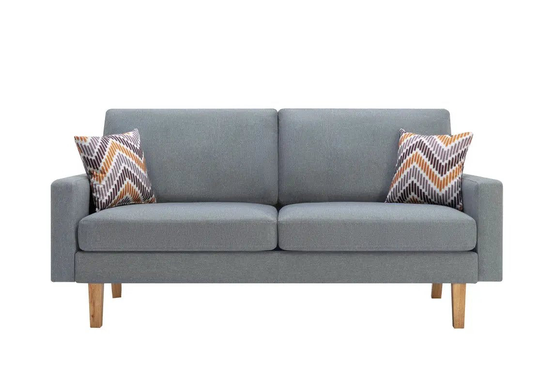 Bahamas Minimalistic Sofa | 2 Throw Pillows | Classic Design | 70 Inch Width