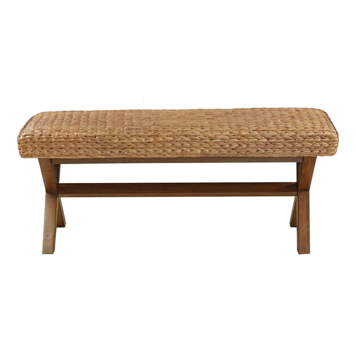 Accent Bench | Water Hyacinth Seat | Mahogany Wood Frame | 400 Lb Capacity