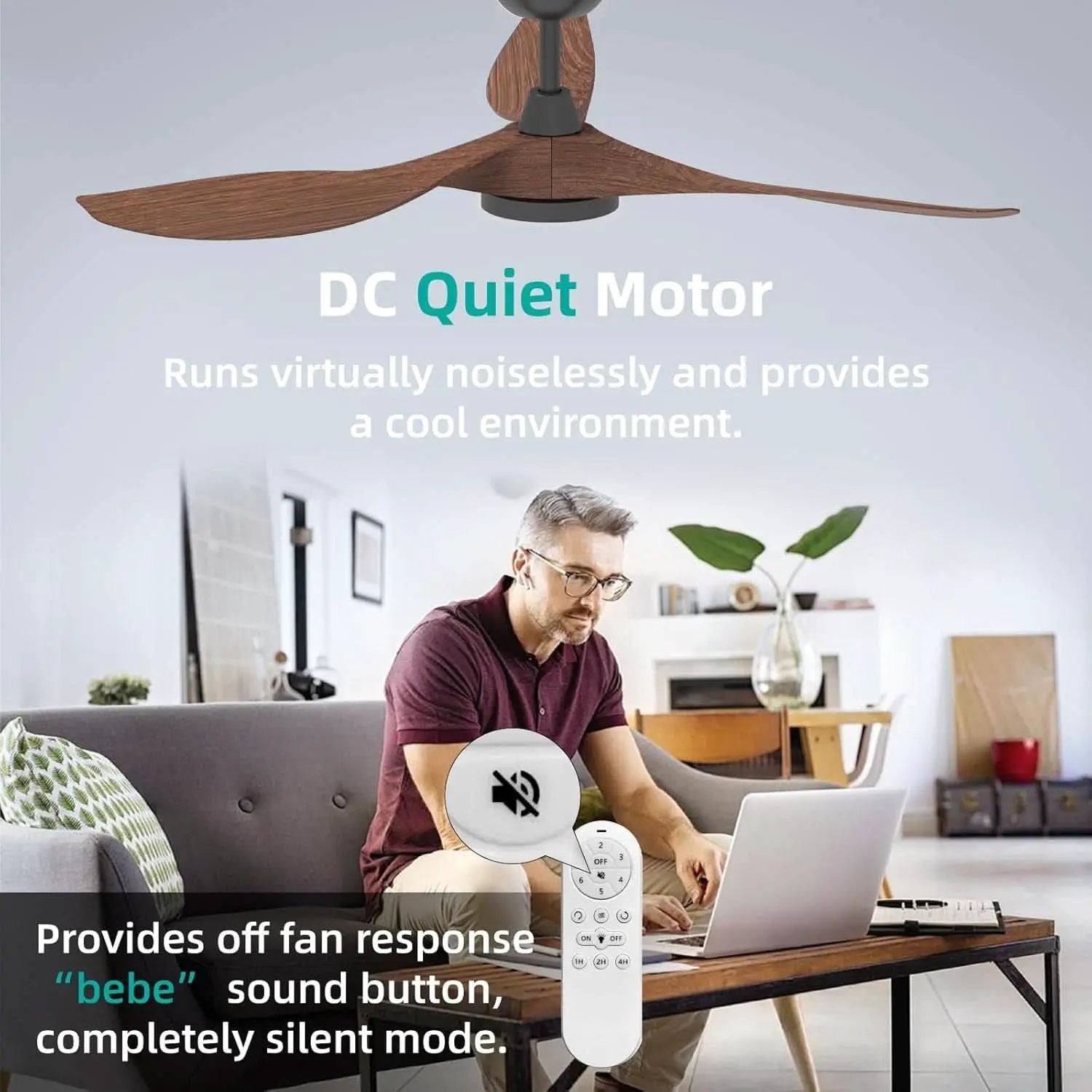 52 Inch Black Ceiling Fan With Lights And Remote Control from PriceLows™